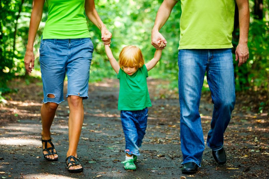 family walking at the park